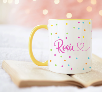 Personalised Polka Dot Mug Customised Text Coffee Cup