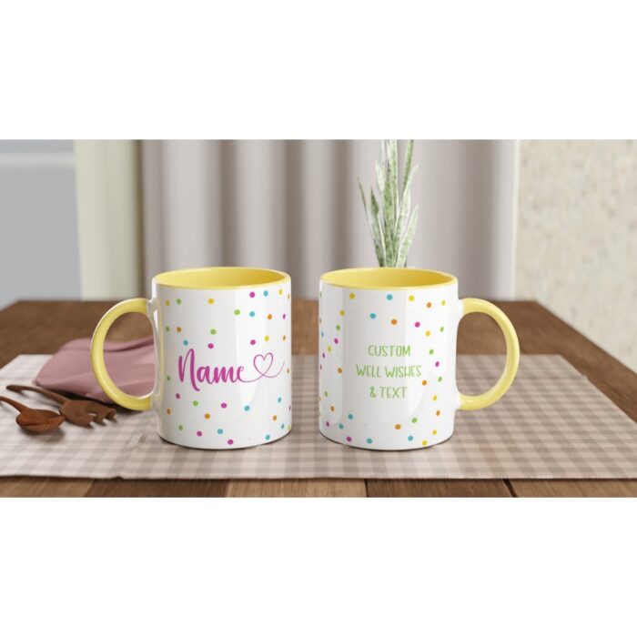 personalised-polka-mug-yellow-two