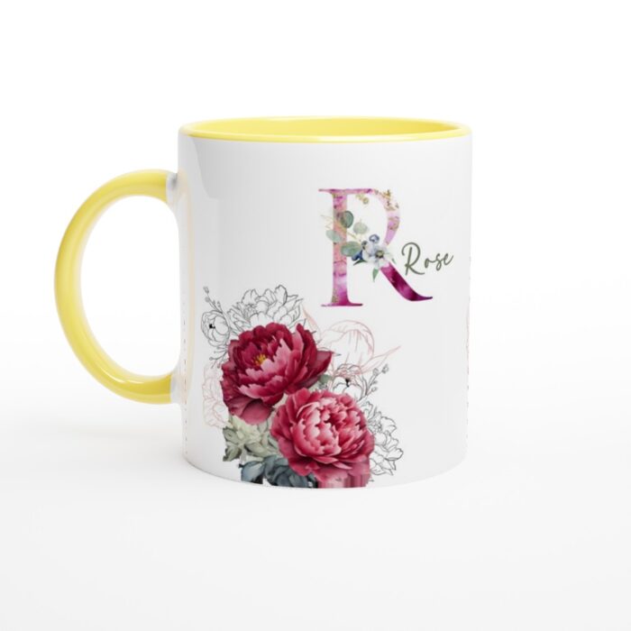 personalised-peony-mug-yellow