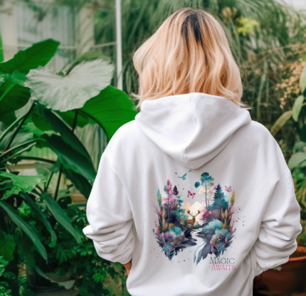 white-hoodie-magic-awaits forestcore hooded top