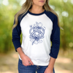 Eternal Love Celtic Cross Design on Raglan 3/4 sleeve t-shirt.