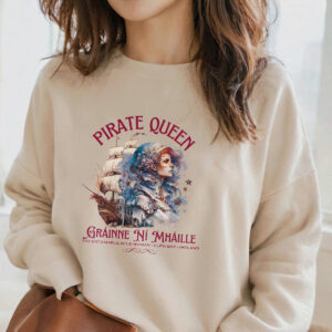 Grace O'Malley Pirate Queen Sweatshirt in Sand, worn by young lady.