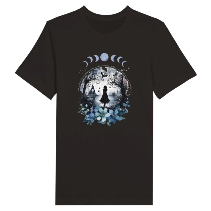 faerie mystical moon celestial black globlincore tshirt