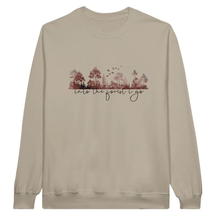 forest woodland sweatshirt in sand colour, into the forest I go