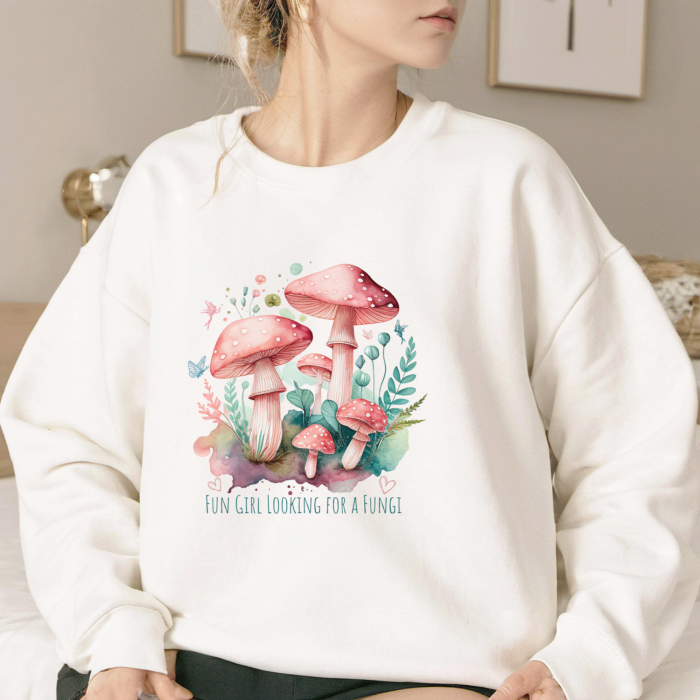 mycology fleece white fungi humour sweatshirt pullover for women