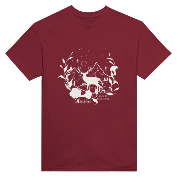 glenshee-garnet-tshirt Red Tee shirt of the Fairy Glen Scotland