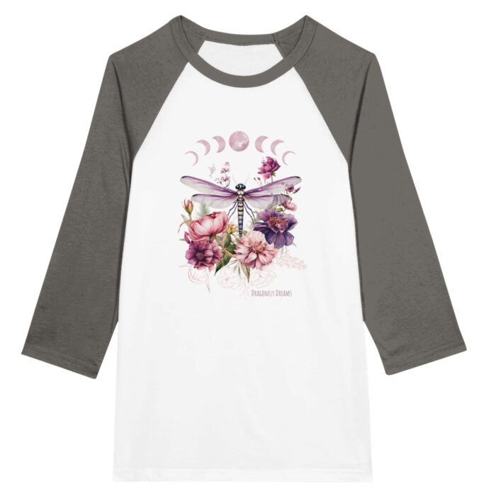 dragonfly-grey-raglan boho whimsigoth t-shirt